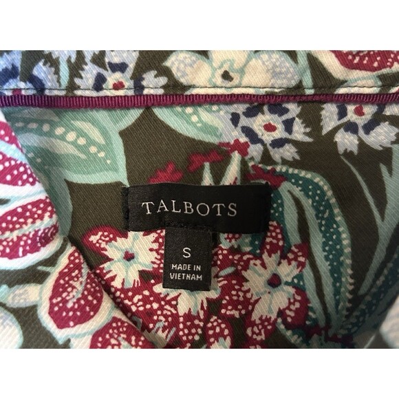 Talbots Womens Floral Mirrored Garden Cotton Button Front Long Sleeves  S - Picture 9 of 10